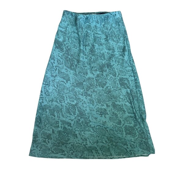 A New Day Y2K Midi Skirt Size S Pull On Snakeskin Abstract Teal Indie Sleeze - Picture 1 of 6